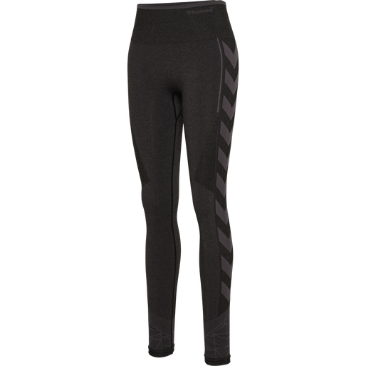 hmlMT ENERGY SEAMLESS HW TIGHTS, BLACK/ASPHALT MELANGE hmlMT ENERGY SEAMLESS HW TIGHTS, BLACK/ASPHALT MELANGE, packshot