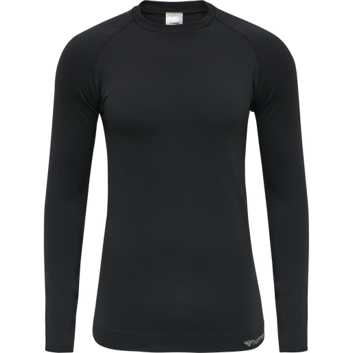 hmlSTROKE SEAMLESS T-SHIRT L/S, BLACK, packshot