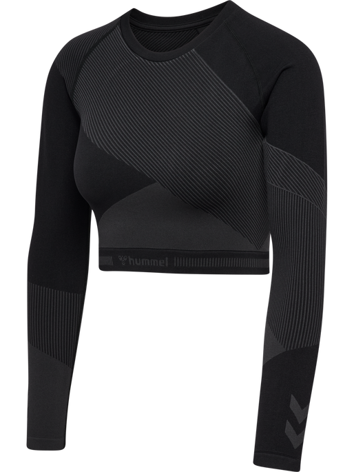 hmlUNITY SEAMLESS CROP T-SHIRT L/S, BLACKENED PEARL, packshot