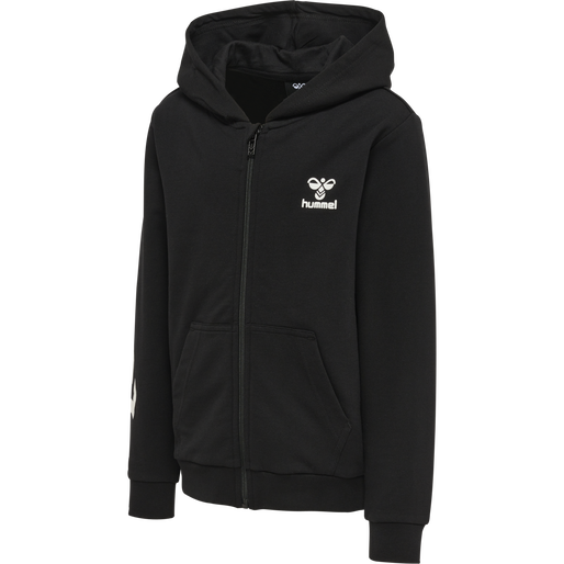 hmlTRECE ZIP HOODIE, BLACK, packshot