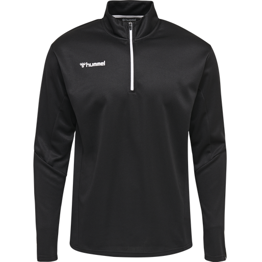 hmlAUTHENTIC KIDS HALF ZIP SWEATSHI, BLACK/WHITE, packshot