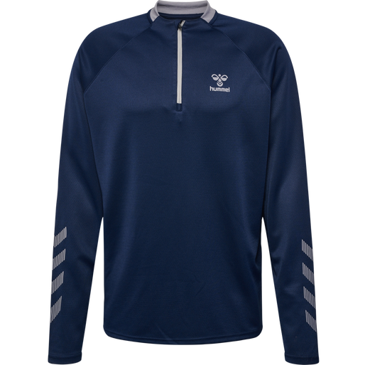hmlGG12 ACTION HALF ZIP SWEAT, MARINE/ALLOY, packshot