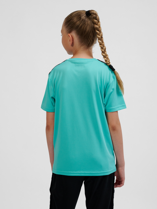 hmlAUTHENTIC PL JERSEY S/S KIDS, !TURQUOISE /ASPHALT, model