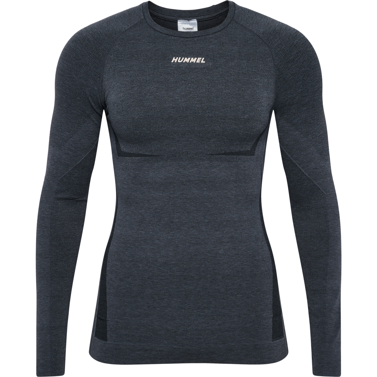hmlTE MIKE SEAMLESS T-SHIRT L/S, BLACK/ASPHALT MELANGE, packshot