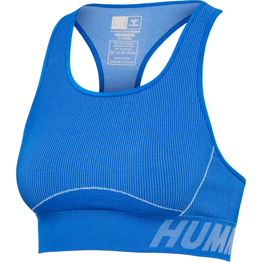 hmlTE CHRISTEL SEAMLESS SPORTS TOP, PLACID BLUE/LAPIS BLUE MELANGE hmlTE CHRISTEL SEAMLESS SPORTS TOP, PLACID BLUE/LAPIS BLUE MELANGE, packshot