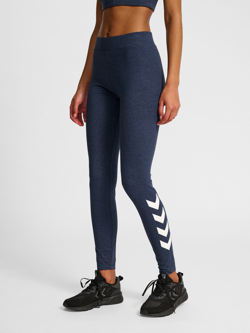 hmlPULSE LOGO MW TIGHTS, DRESS BLUE MELANGE, model