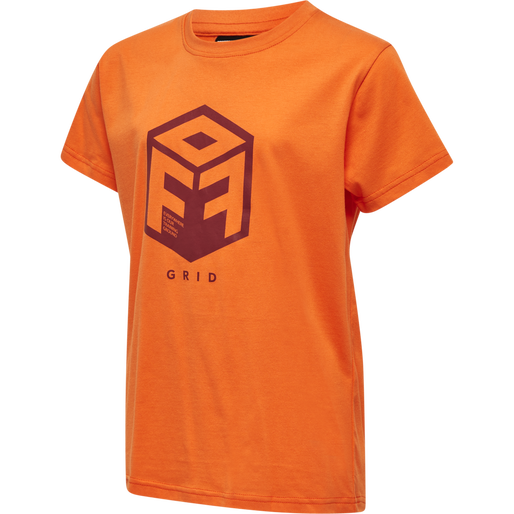 hmlOFFGRID COTTON JERSEY S/S KIDS, NASTURTIUM/RHUBARB, packshot