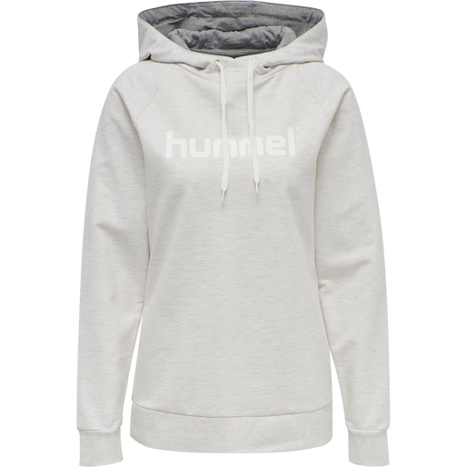 HMLGO COTTON LOGO HOODIE WOMAN, EGRET MELANGE, packshot