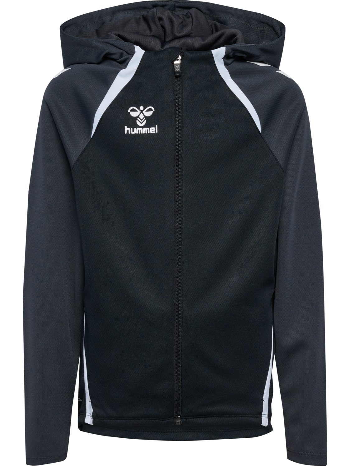 hmlLEAD 2.0 ZIP HOODIE KIDS, BLACK/ASPHALT, packshot