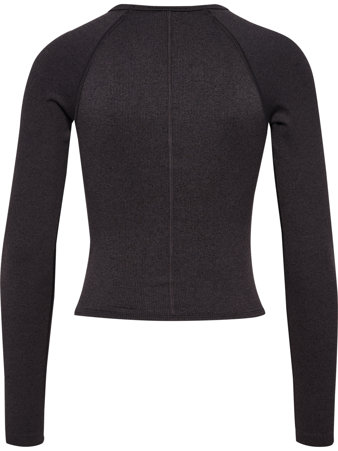 hmlYOGA SEAMLESS RIB T-SHIRT L/S, BLACK MELANGE, packshot