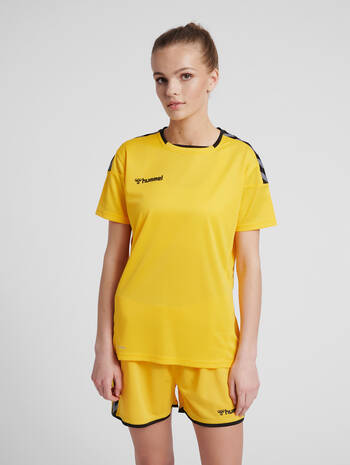 hmlAUTHENTIC POLY JERSEY WOMAN S/S, SPORTS YELLOW/BLACK, model