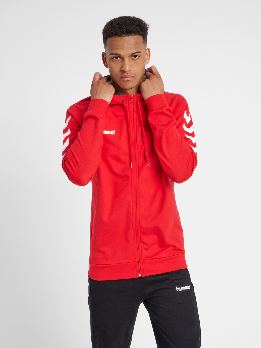 Red zip hoodie best sale