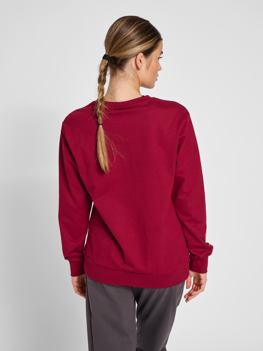 hmlOFFGRID COTTON SWEATSHIRT WO, RHUBARB/NASTURTIUM, model