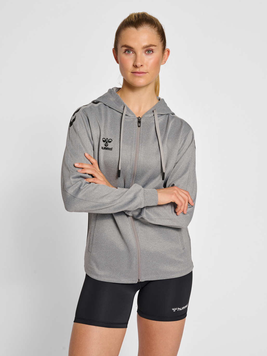 Hummel Hmlcore Xk Poly Zip Sweat Woman, Maglione Cardigan Donna Con Cerniera, Tecnologia Beecool Traspirante, Tasca Con Zip - 3