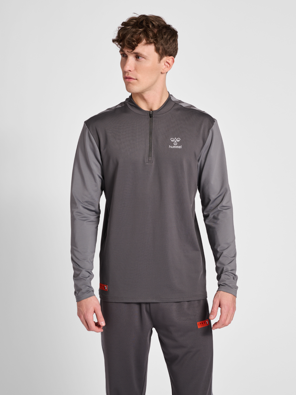 hmlPRO GRID HALF ZIP TRAINING L S