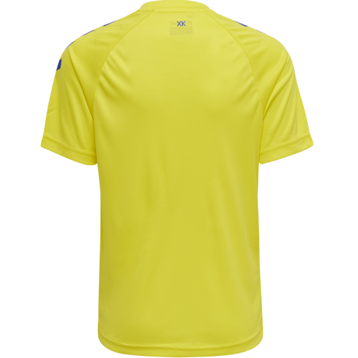 hmlCORE XK CORE POLY TEE S/S KIDS, BLAZING YELLOW/TRUE BLUE, packshot