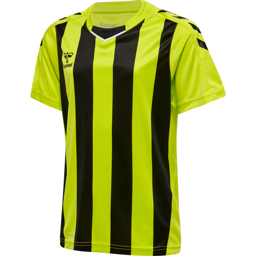 hmlCORE XK STRIPED JERSEY S/S KIDS, LIME POPSICLE/BLACK, packshot
