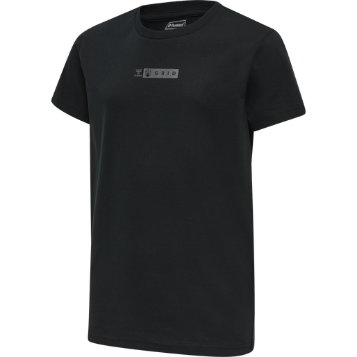 hmlOFFGRID TEE S/S KIDS, JET BLACK/FORGED IRON, packshot