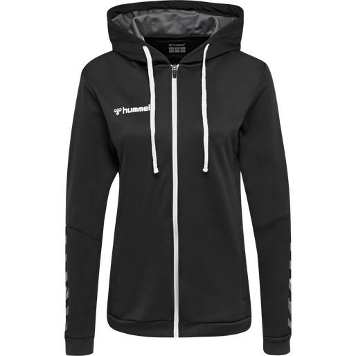 hmlAUTHENTIC POLY ZIP HOODIE WOMAN, BLACK/WHITE, packshot