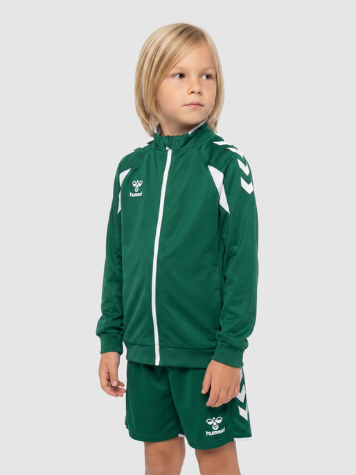 hmlCORE 2.0 TRACK ZIP JACKET KIDS, EVERGREEN/WHITE, model