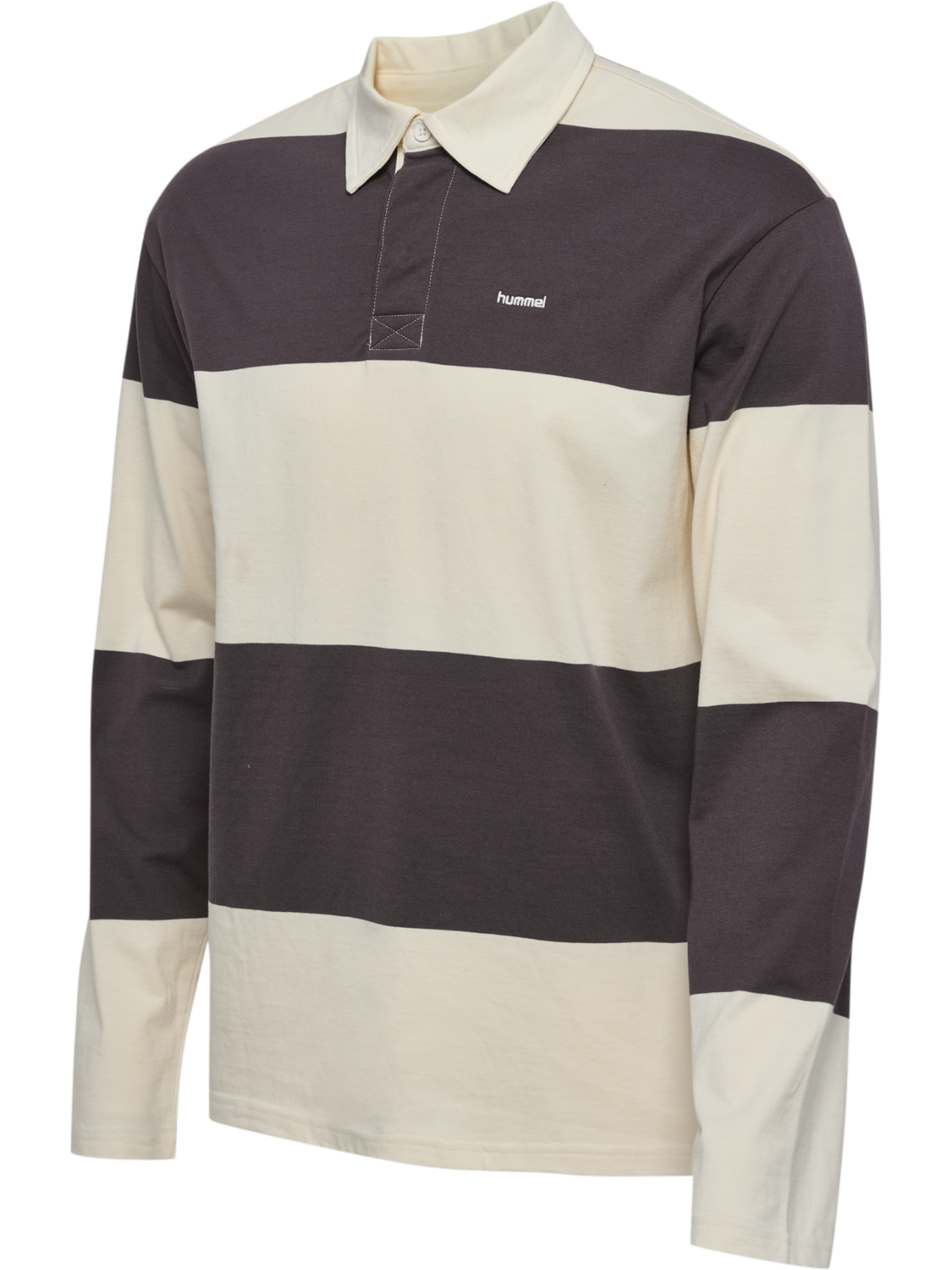 hmlI-D POLO L/S, SHALE/MARSHMALLOW, packshot