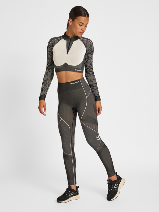 hummel MT MILA SEAMLESS CROP HALF ZIP BLACK hummel