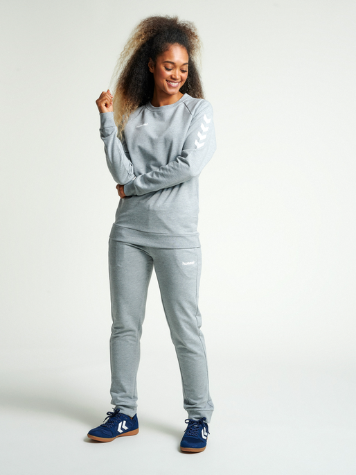 HMLGO COTTON SWEATSHIRT WOMAN, GREY MELANGE, model