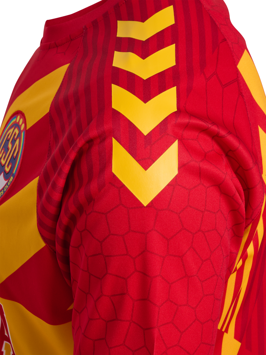 CSC 23/24 ANNIVERSARY JERSEY S/S, TRUE RED/SPORTS YELLOW, packshot