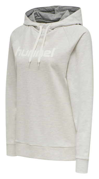 HMLGO COTTON LOGO HOODIE WOMAN, EGRET MELANGE, packshot