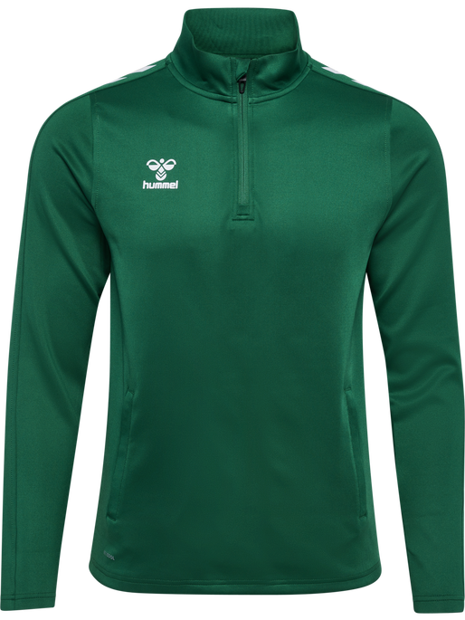 hmlCORE XK HALF ZIP POLY SWEAT, EVERGREEN, packshot