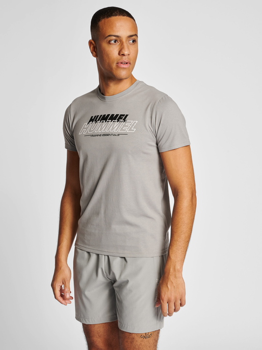 hummel TE JEFF COTTON T-SHIRT - SHARKSKIN