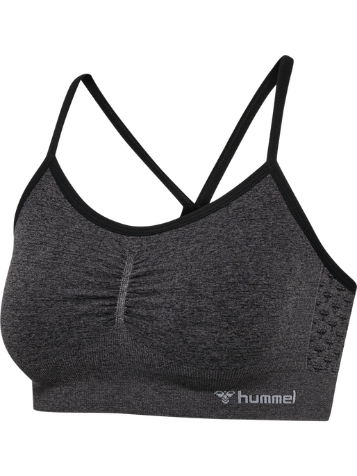 hmlCI SEAMLESS SCRUNCH SPORTS BRA, BLACK MELANGE, packshot