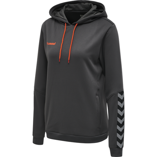 hmlAUTHENTIC POLY HOODIE WOMAN, ASPHALT, packshot