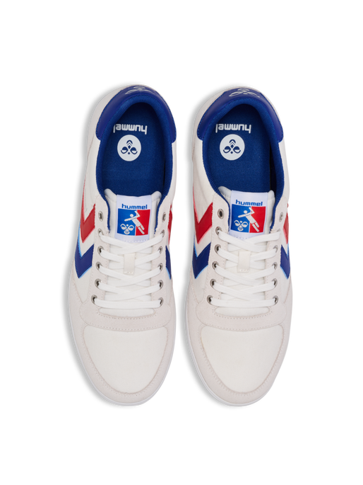 HUMMEL SLIMMER STADIL LOW, WHITE/BLUE/RED/GUM, packshot