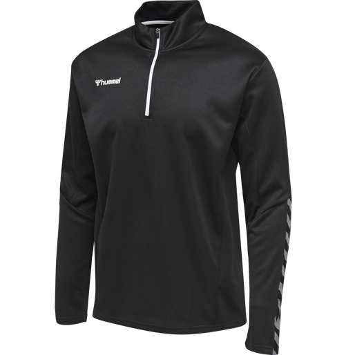 hmlAUTHENTIC KIDS HALF ZIP SWEATSHI, BLACK/WHITE, packshot