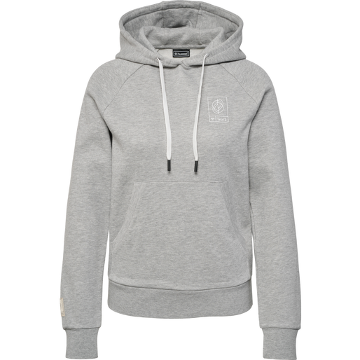 hmlGG12 SWEAT HOODIE WOMAN, GREY MELANGE, packshot