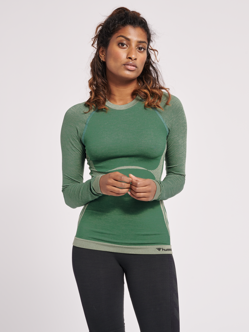 hummel CLEA SEAMLESS TIGHT T SHIRT L S LAUREL WREATH LILY PAD MELANGE hummel