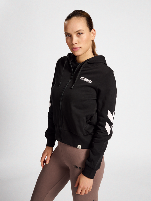 hmlLEGACY WOMAN ZIP HOODIE, BLACK, model