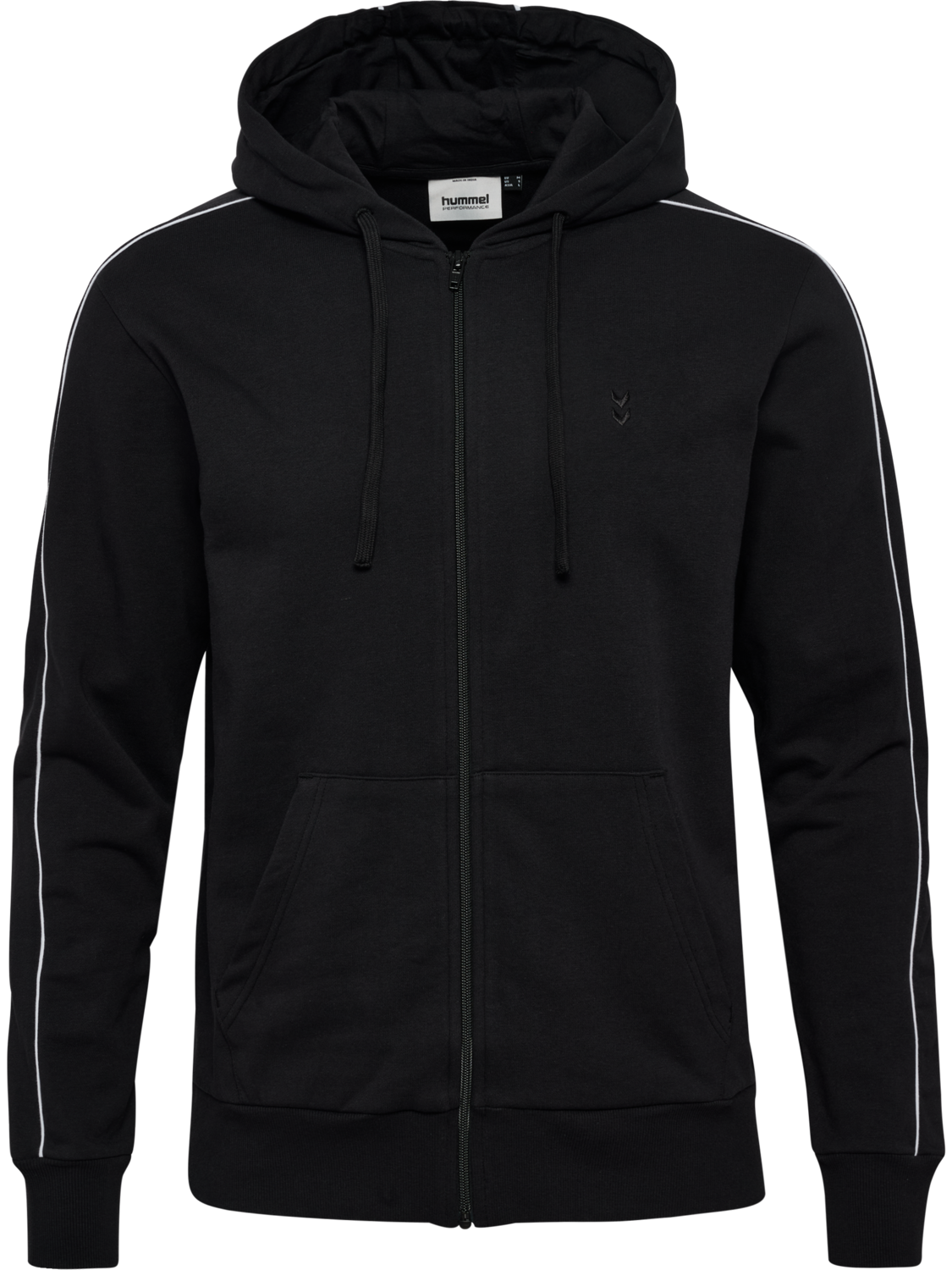 hmlPULSE PIPING ZIP HOODIE, BLACK, packshot