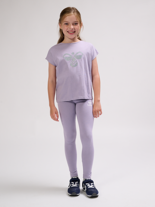 hmlDIEZ T-SHIRT S/S, LAVENDER GRAY, model