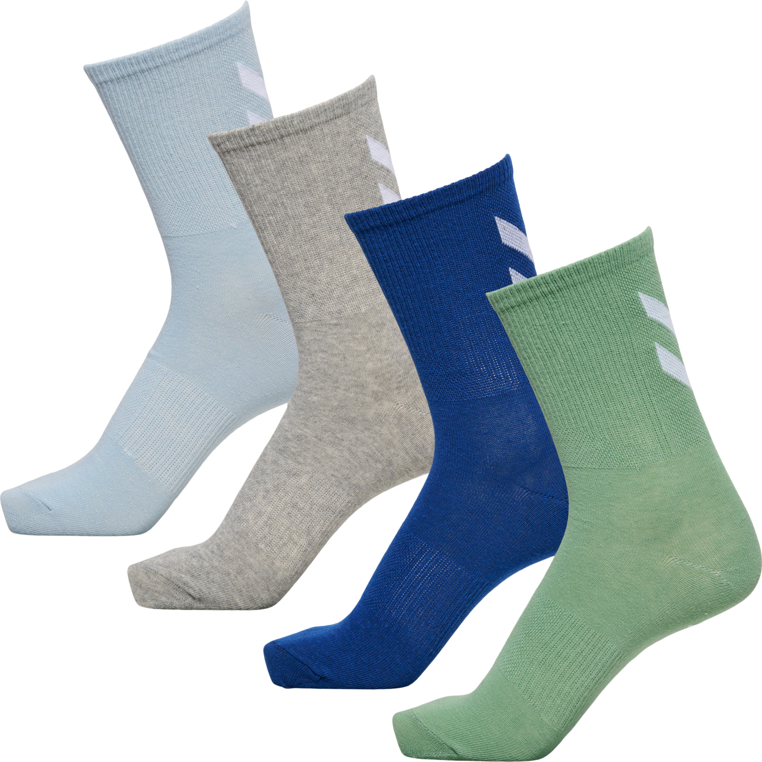 hmlCHEVRON COL 4-PACK SOCKS MIX, MIX GREEN SPRUCE/CELESTIAL BLUE, packshot