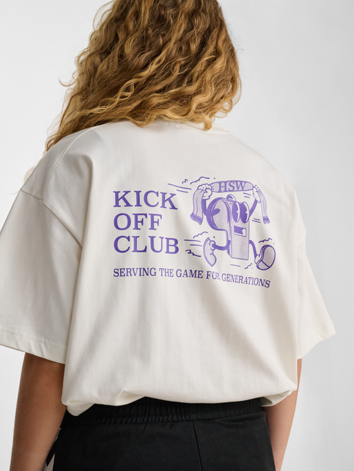 hmlLOOSE T-SHIRT S/S WHISTLE, BLANC DE BLANC/ROYAL PURPLE, model