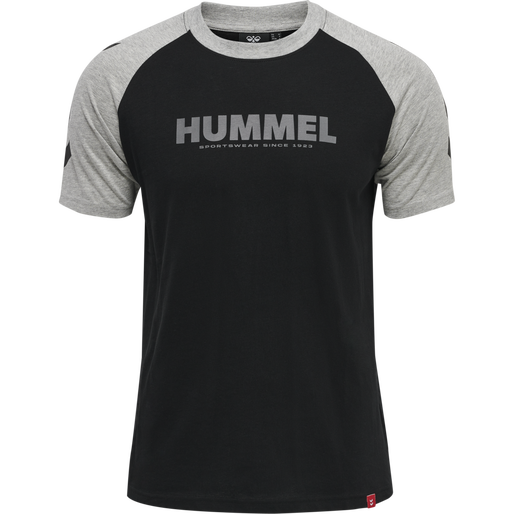 hmlLEGACY BLOCKED T-SHIRT, BLACK/GREY MELANGE, packshot