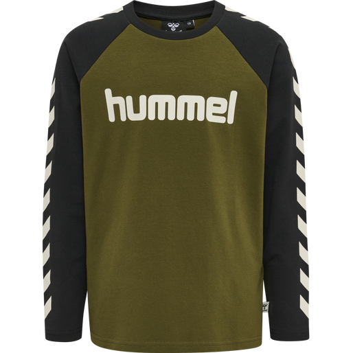 hummel BOYS T-SHIRT L/S - DARK OLIVE