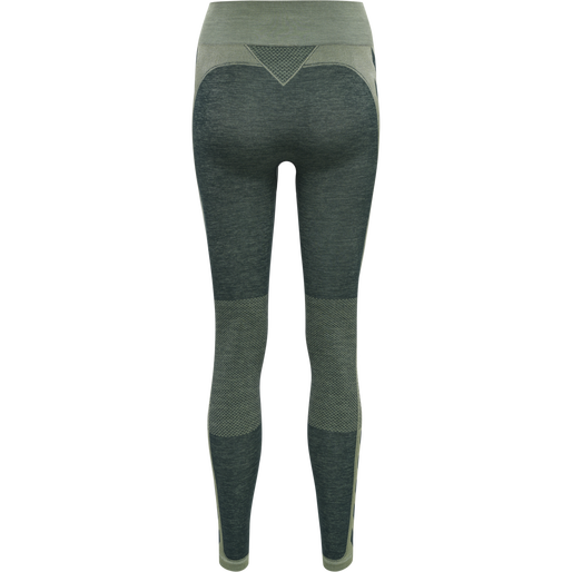 hmlCLEA SEAMLESS MID WAIST TIGHTS, DARKEST SPRUCE/BASIL MELANGE, packshot