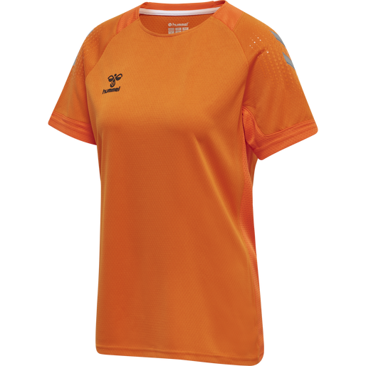 hmlLEAD WOMENS S/S POLY JERSEY, ORANGE TIGER, packshot