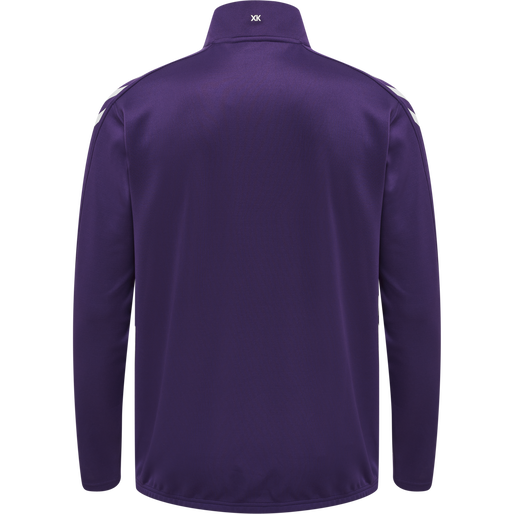 hmlCORE XK HALF ZIP POLY SWEAT, ACAI/WHITE, packshot
