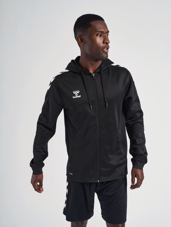 hmlCORE XK POLY ZIP HOOD SWEAT, BLACK, model