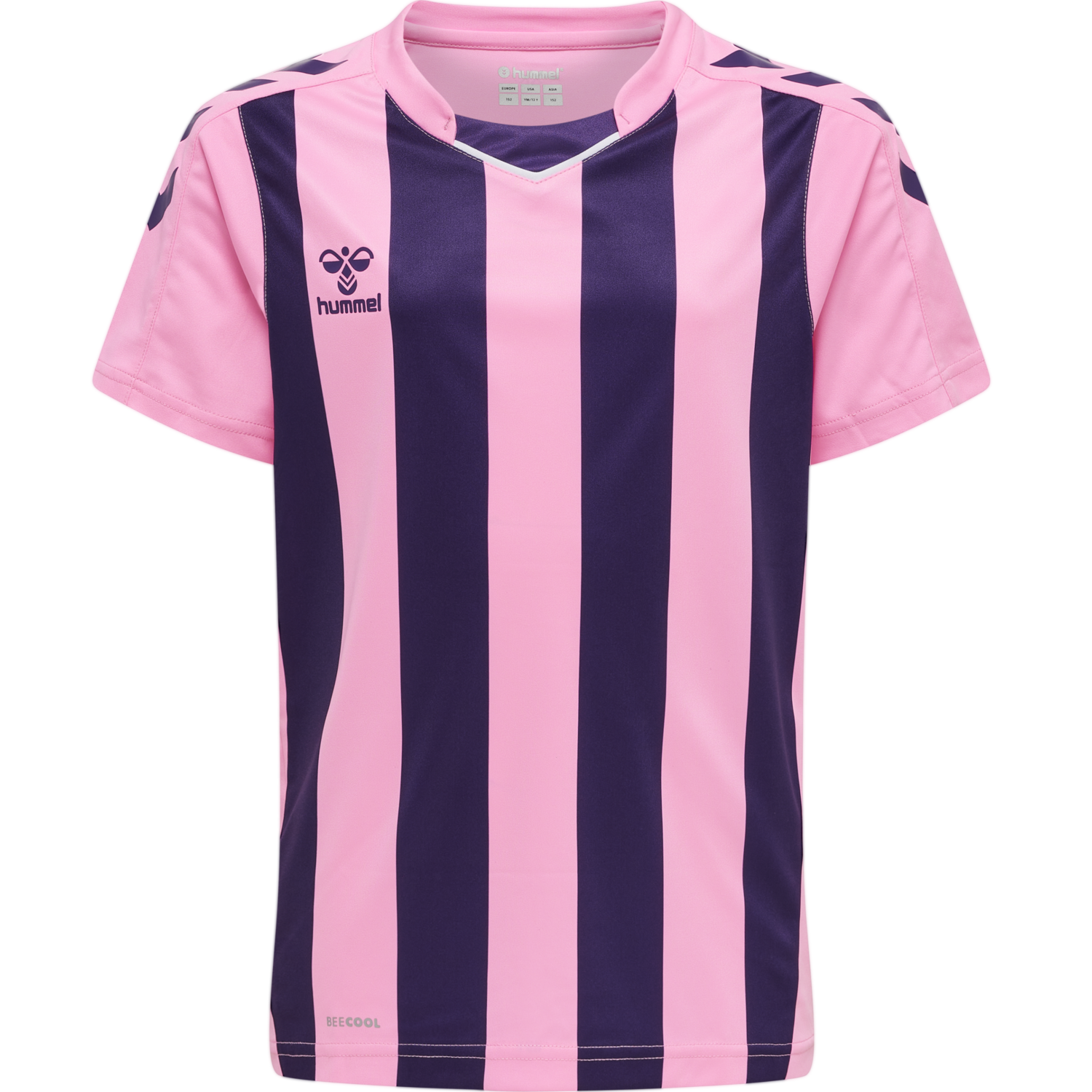 hmlCORE XK STRIPED JERSEY S/S KIDS, COTTON CANDY/ACAI, packshot