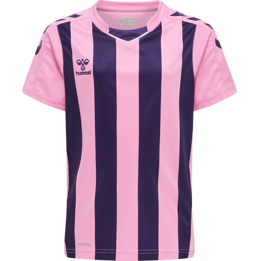 hmlCORE XK STRIPED JERSEY S/S KIDS, COTTON CANDY/ACAI, packshot